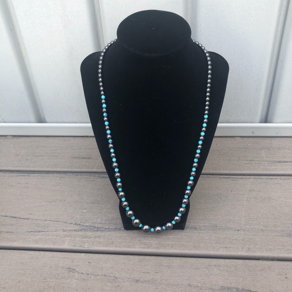 Hematite & Turquoise Necklace - Picture 5 of 11
